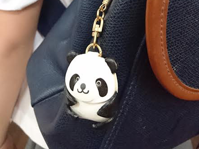 VANCA 本革レザーキーホルダー パンダ