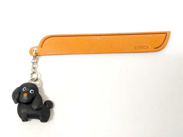 トイプードル チョコレート　VANCA　本革チャームブックマーカー